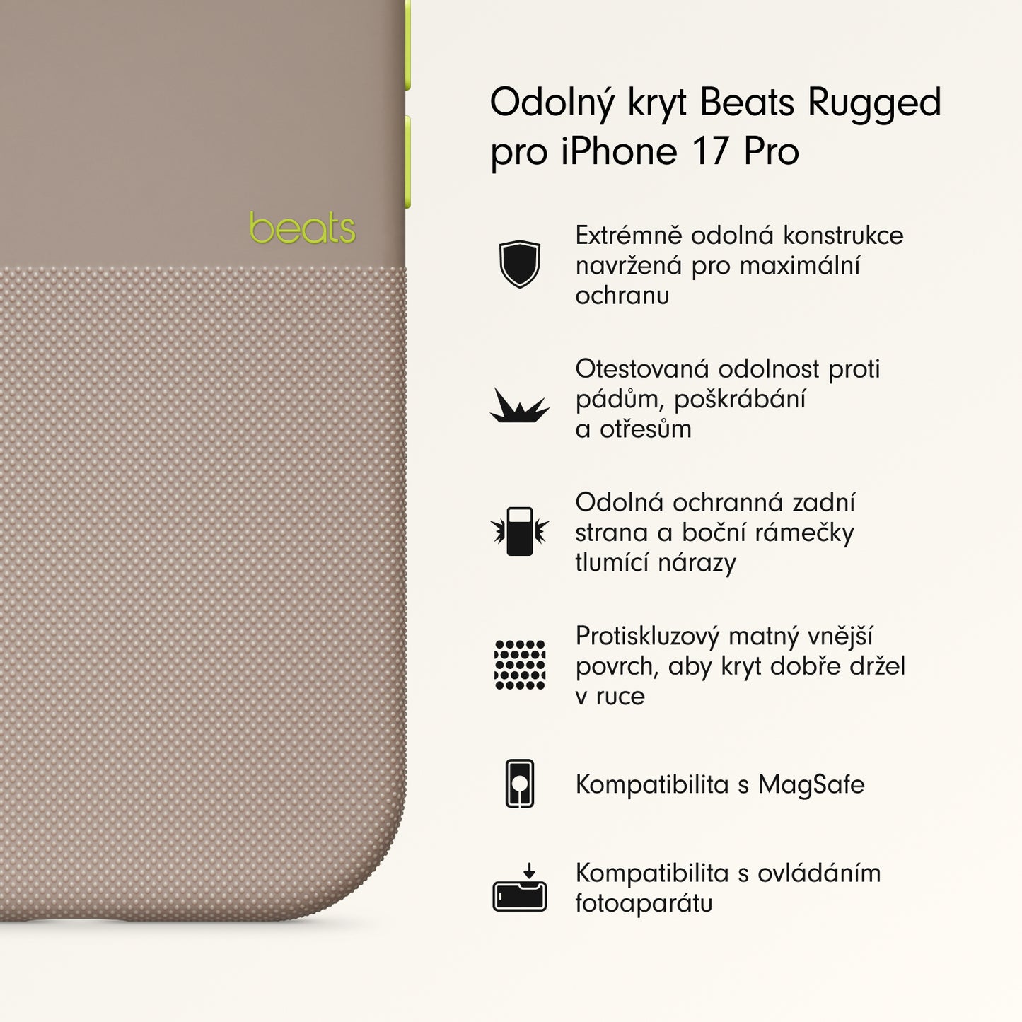 Odolný kryt pro iPhone 17 Pro Beats s MagSafe a ovladačem fotoaparátu - alpsky šedý - iSTYLE CZ