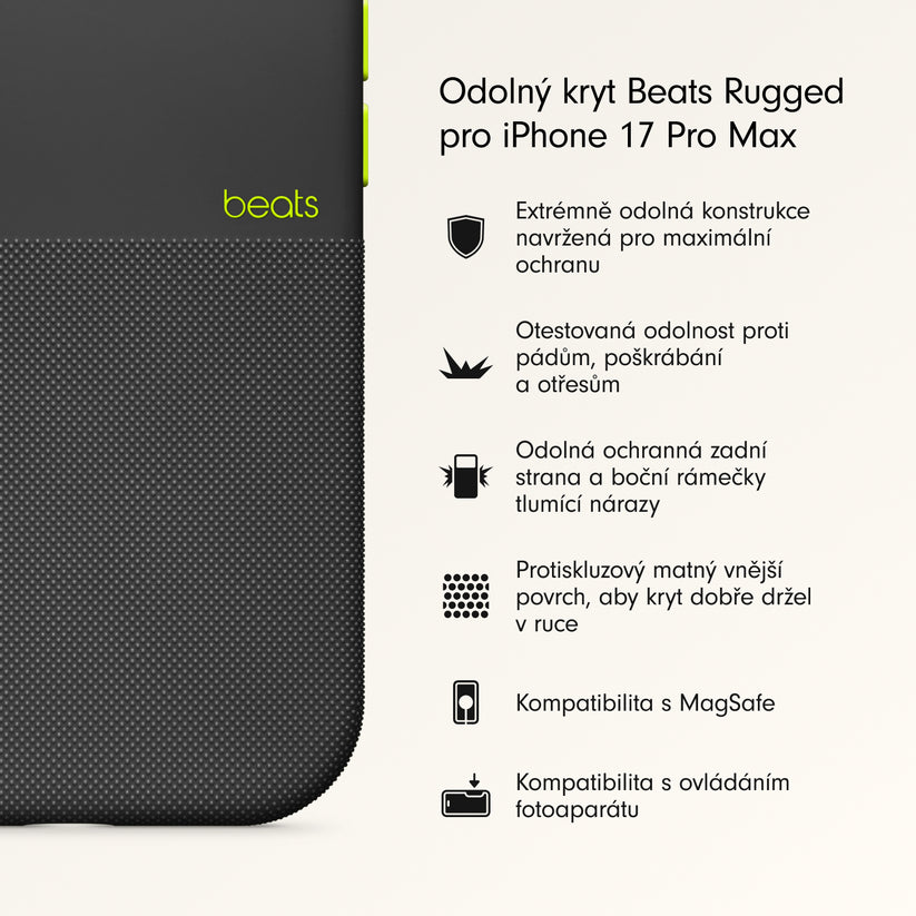 Odolný kryt pro iPhone 17 Pro Max Beats s MagSafe a ovladačem fotoaparátu - granitově šedý - iSTYLE CZ