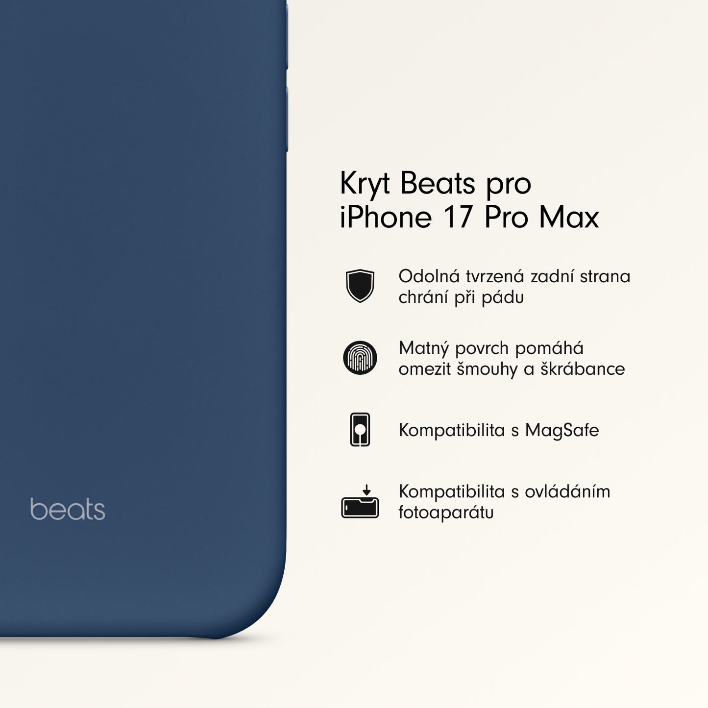 Kryt pro iPhone 17 Pro Max Beats s MagSafe a ovladačem fotoaparátu - hlubinně modrý - iSTYLE CZ