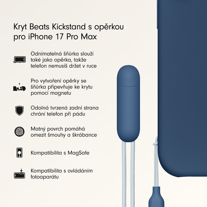 Kryt se stojánkem pro iPhone 17 Pro Max Beats s MagSafe a ovladačem fotoaparátu - hlubinně modrý - iSTYLE CZ