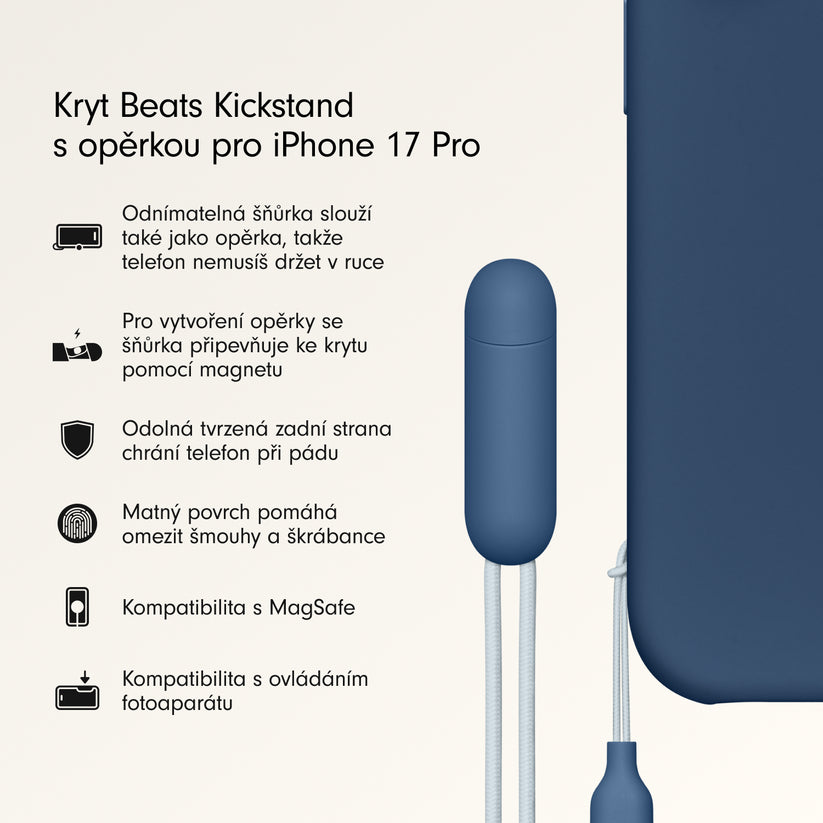 Kryt se stojánkem pro iPhone 17 Pro Beats s MagSafe a ovladačem fotoaparátu - hlubinně modrý - iSTYLE CZ