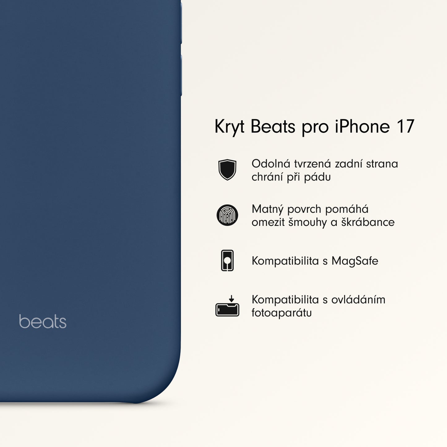 Kryt pro iPhone 17 Beats s MagSafe a ovladačem fotoaparátu - hlubinně modrý - iSTYLE CZ