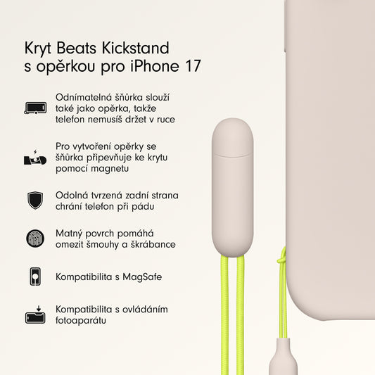 Kryt se stojánkem pro iPhone 17 Beats s MagSafe a ovladačem fotoaparátu - vápencově šedý - iSTYLE CZ