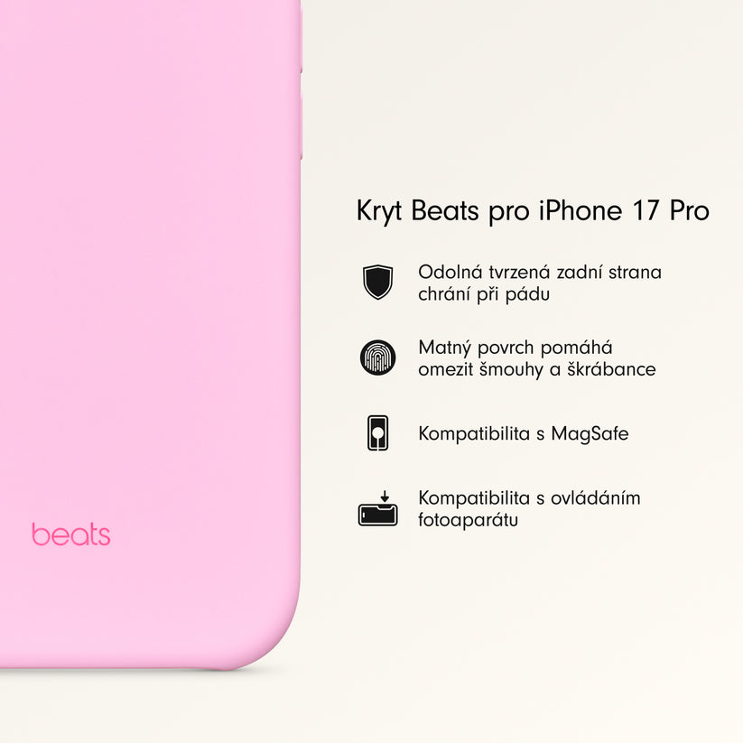 Kryt pro iPhone 17 Pro Beats s MagSafe a ovladačem fotoaparátu - oblázkově růžový - iSTYLE CZ