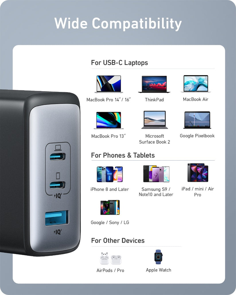 Nabíječka Anker 100W 3-Port USB C Wall Charger EU