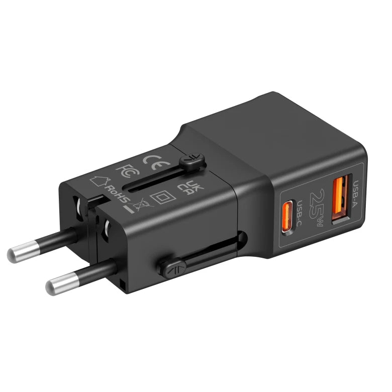 25W cestovní adaptér Mobile Origin Travel Adapter - černý