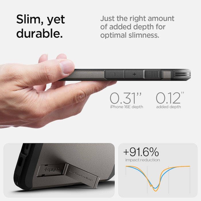 MagSafe kryt pro iPhone 16e Spigen Tough Armor - šedý - iSTYLE CZ