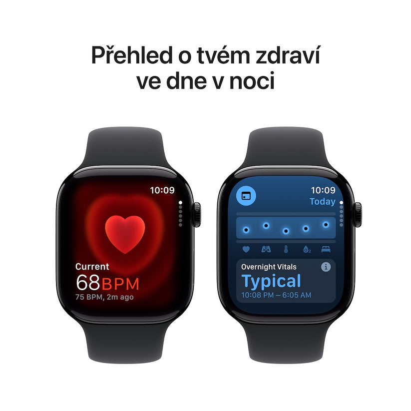 Apple Watch Series 10 GPS 42mm klavírně černé hliníkové pouzdro s černým sportovním řemínkem - S/M (otevřený) - iSTYLE CZ