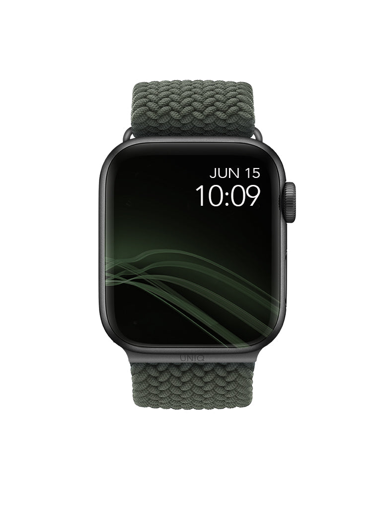 Pletený řemínek pro Apple Watch 38/40/41 mm UNIQ Aspen Braided - zelený - iSTYLE CZ