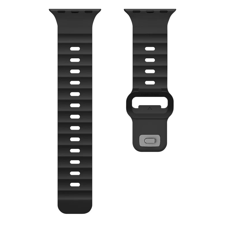 Řemínek pro Apple Watch 44/45/46/49 mm Mobile Origin FKM Strap s kovovým zapínáním - černý