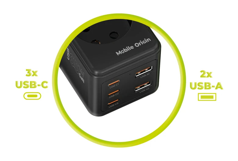 65W GaN chytrý adaptér Mobile Origin Smart Power Hub - černý