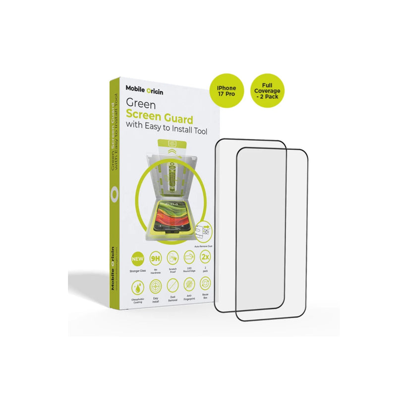 Ochranné sklo pro iPhone 17 Pro Mobile Origin Screen Guard s aplikátorem, úplným pokrytím, 2 ks - iSTYLE CZ