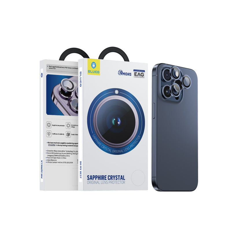 Safírové sklo na čočky pro iPhone 15 Pro Max Blueo - modré - iSTYLE CZ