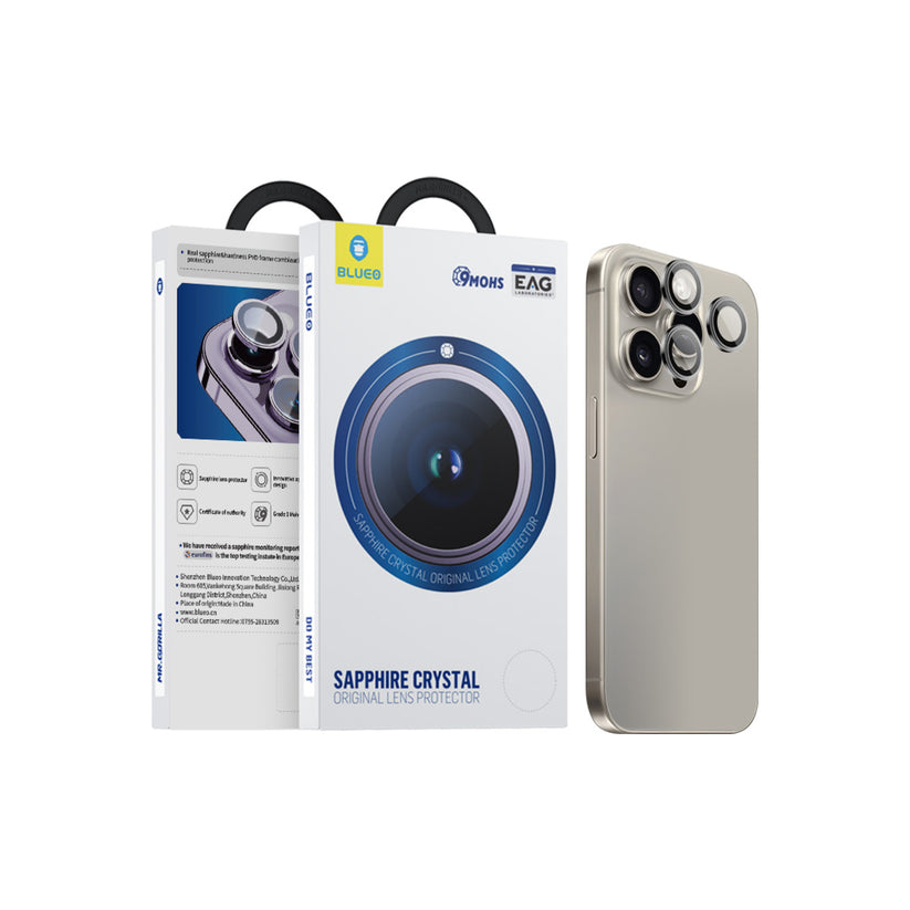 Safírové sklo na čočky pro iPhone 16 Pro Max Blueo - šedé - iSTYLE CZ