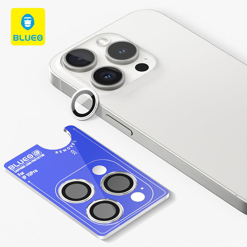 Safírové sklo na čočky pro iPhone 15 Pro Blueo - stříbrné - iSTYLE CZ