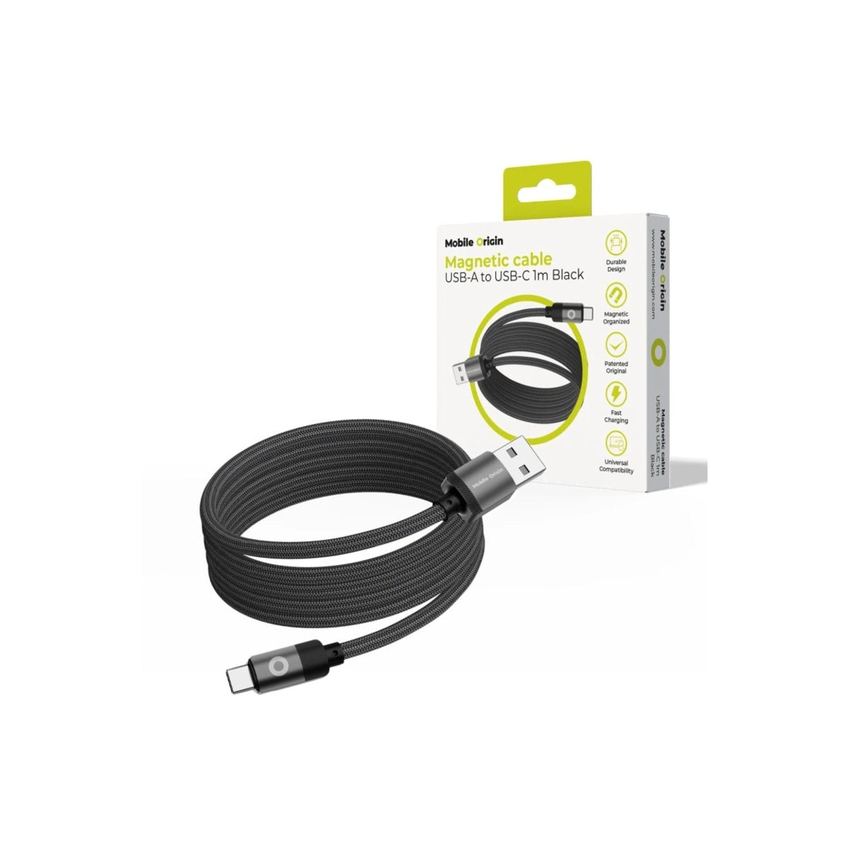 Magnetický 27W nabíjecí kabel Mobile Origin Original Cable USB-A / USB-C 1m - černý - iSTYLE CZ