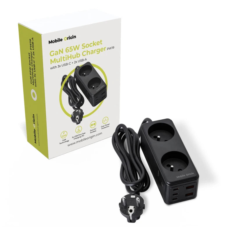 65W GaN chytrý adaptér Mobile Origin Smart Power Hub - černý