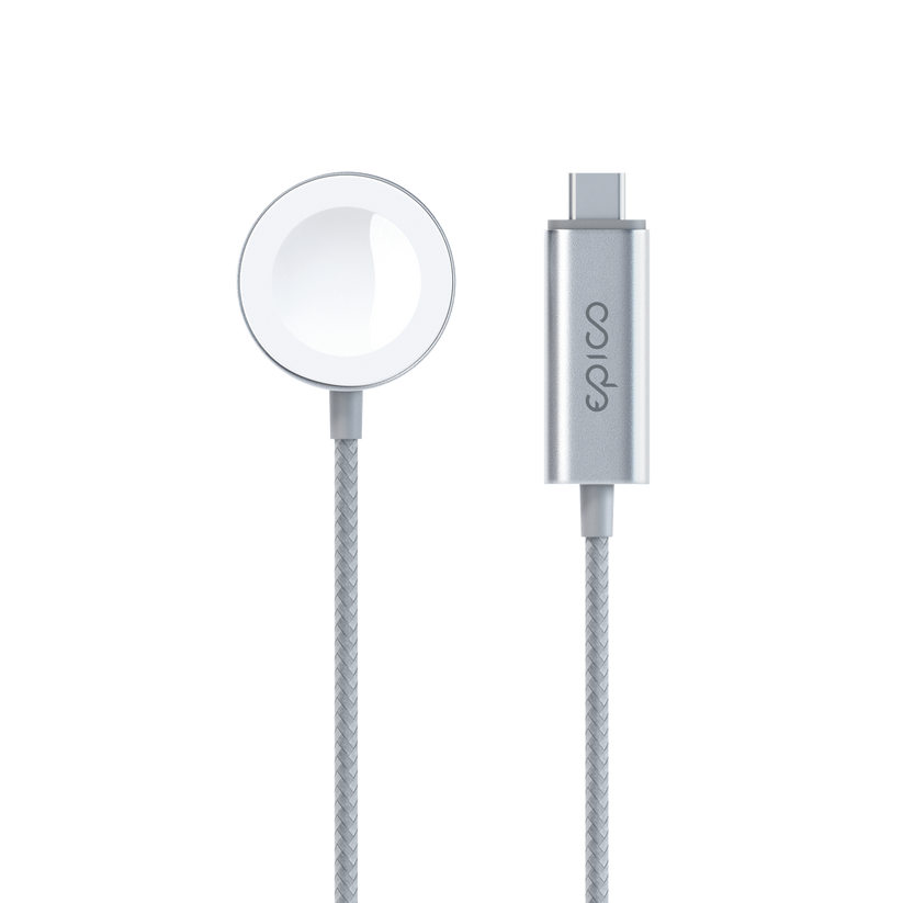 Rychlonabíjecí kabel USB-C pro Apple Watch Epico 1,2m - stříbrný