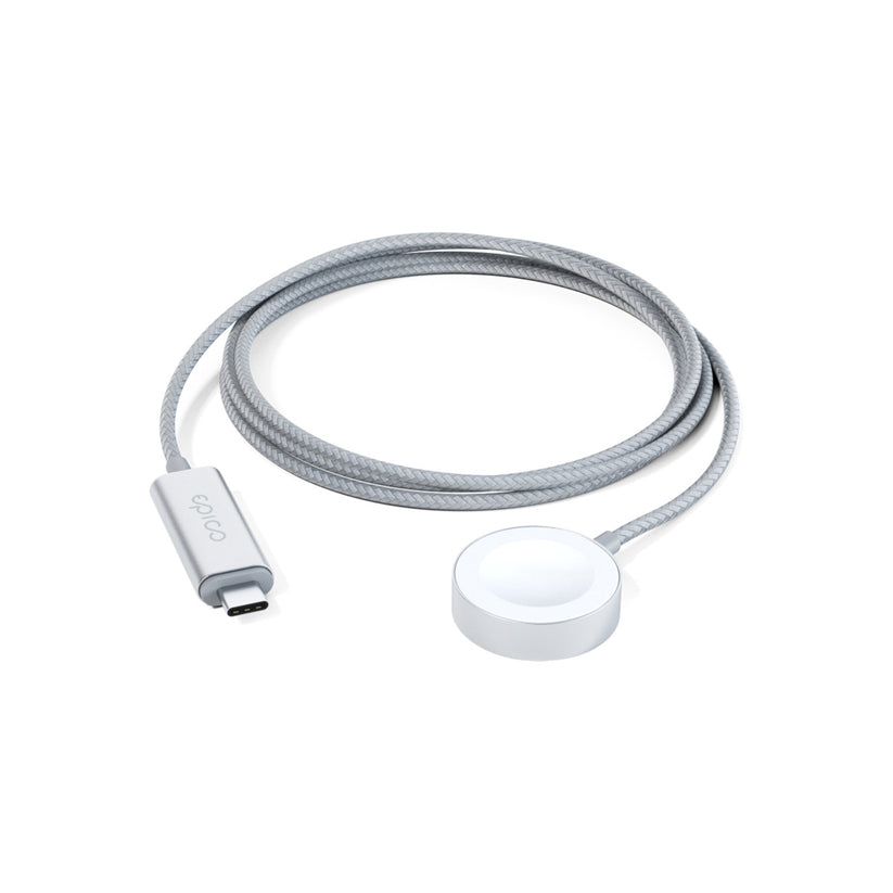 Rychlonabíjecí kabel USB-C pro Apple Watch Epico 1,2m - stříbrný