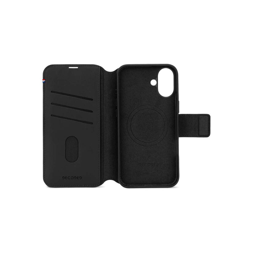 Kožená odnímatelná peněženka Decoded pro iPhone 16 - černá - iSTYLE CZ