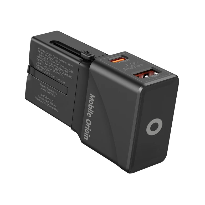 25W cestovní adaptér Mobile Origin Travel Adapter - černý