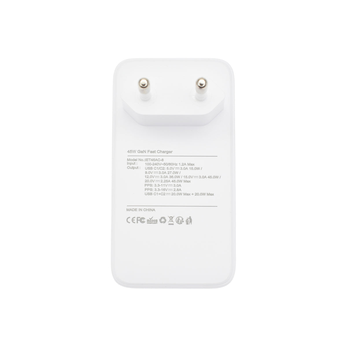 Tenká nabíječka 45W GaN Dviced 2× USB-C – bílá - iSTYLE CZ