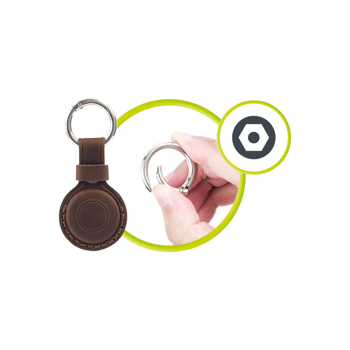 Kožená klíčenka Mobile Origin Outdoor na AirTag - tmavě hnědá