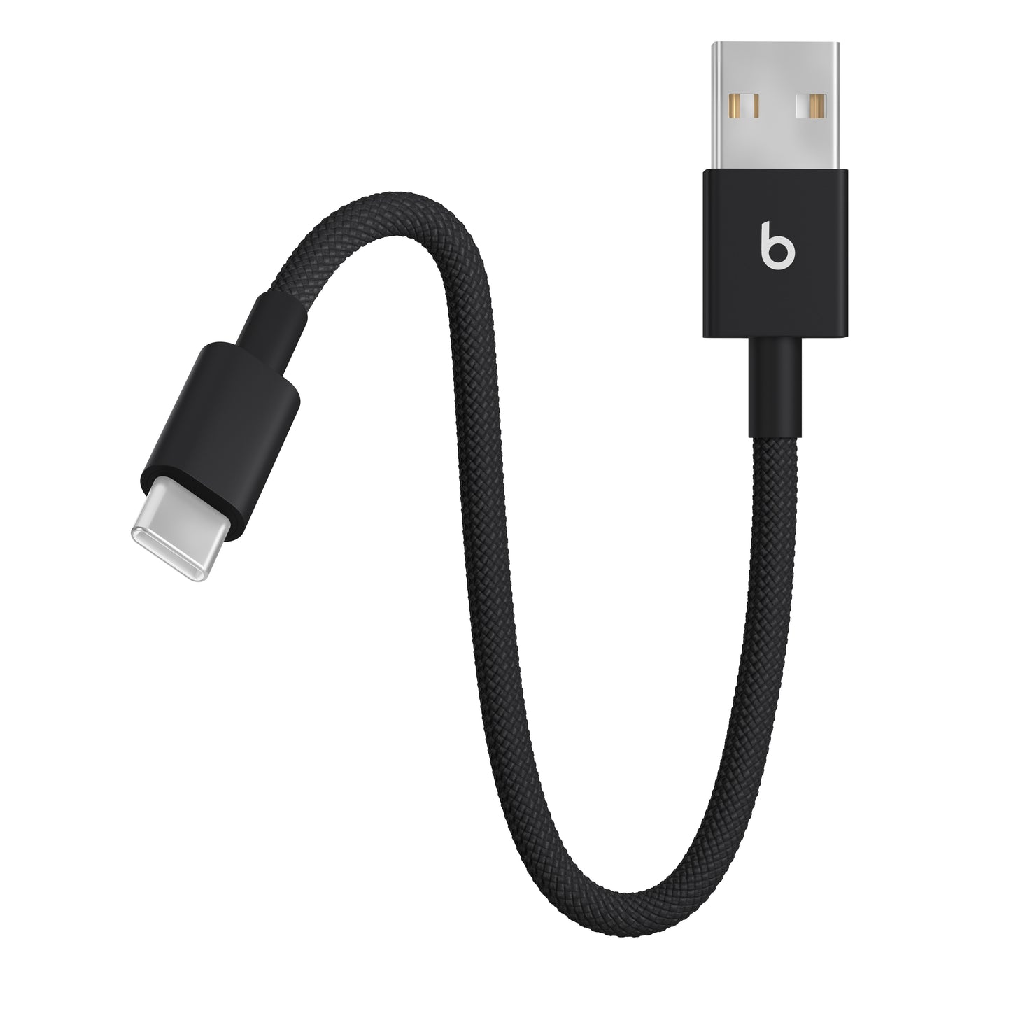 Krátký opletený kabel Beats USB-A / USB-C 20 cm - sytě černá