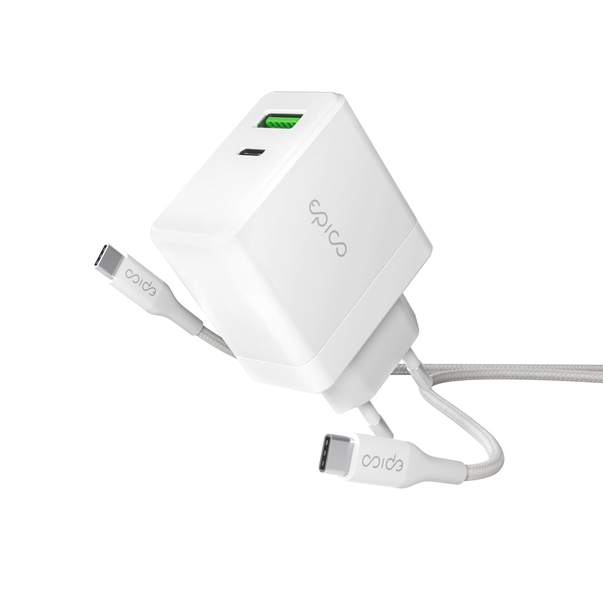 65W GaN nabíječka Epico Charger Bundle s 2m kabelem USB-C - bílá