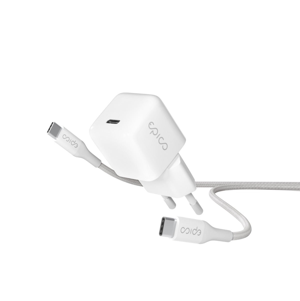 30W GaN nabíječka Epico Charger Bundle s 1,2m kabelem USB-C - bílá - iSTYLE CZ