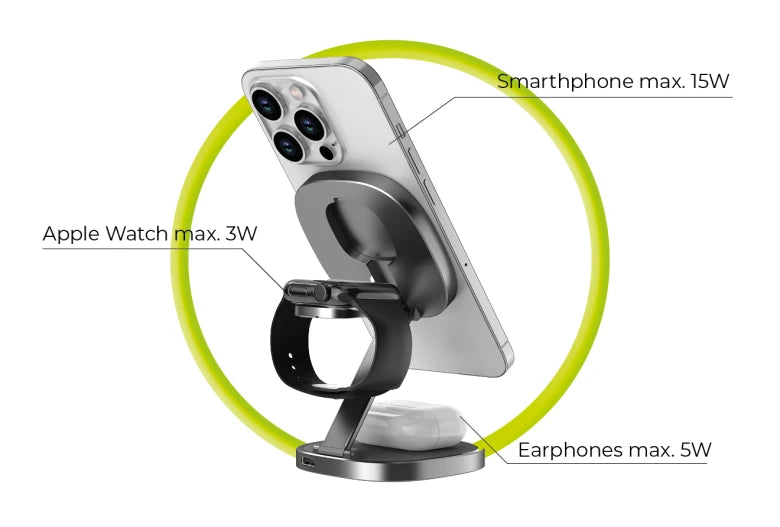 Cestovní bezdrátová nabíječka Mobile Origin TravelCharge PRO - stříbrná