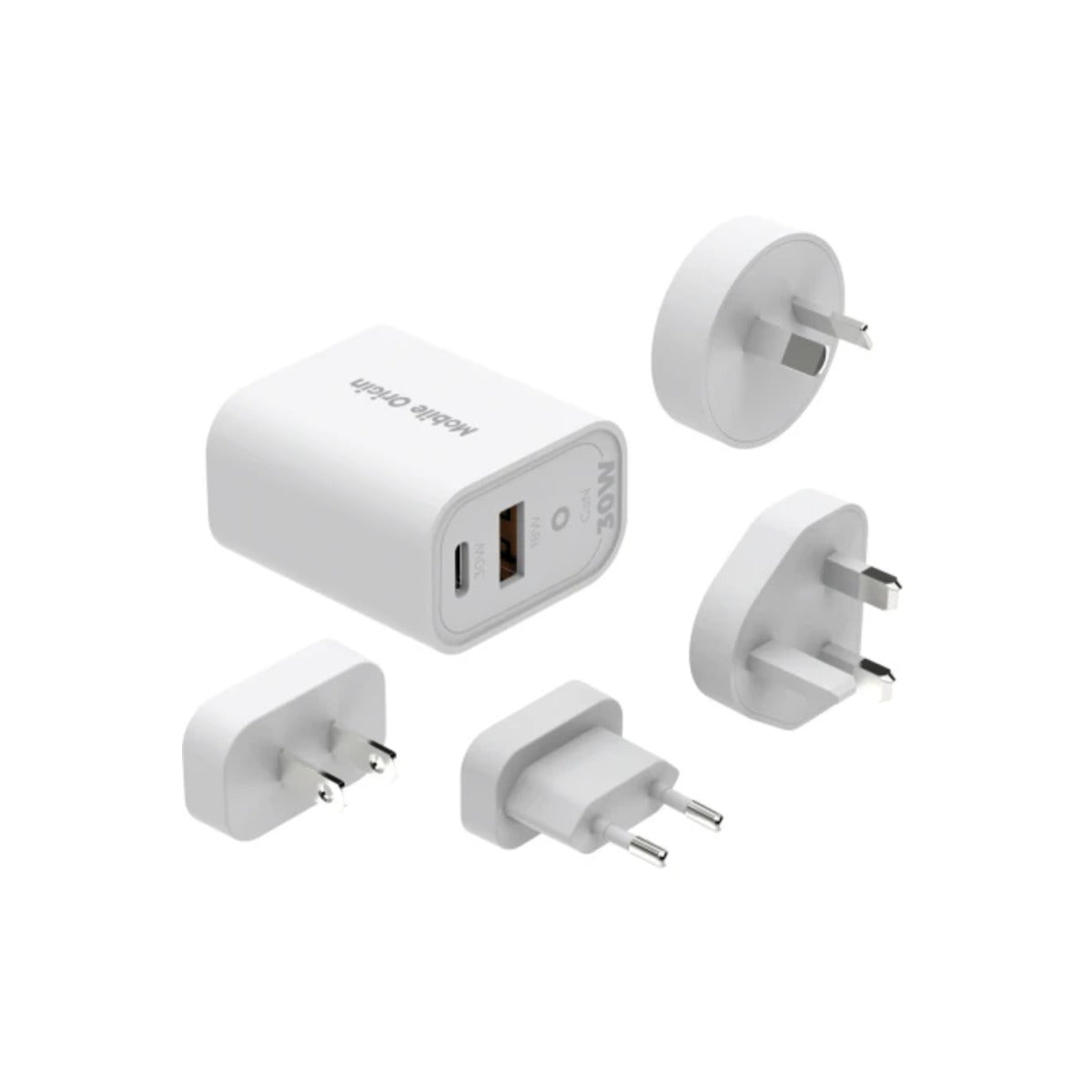 30W univerzální cestovní adaptér Mobile Origin GaN MO14 - bílý - iSTYLE CZ