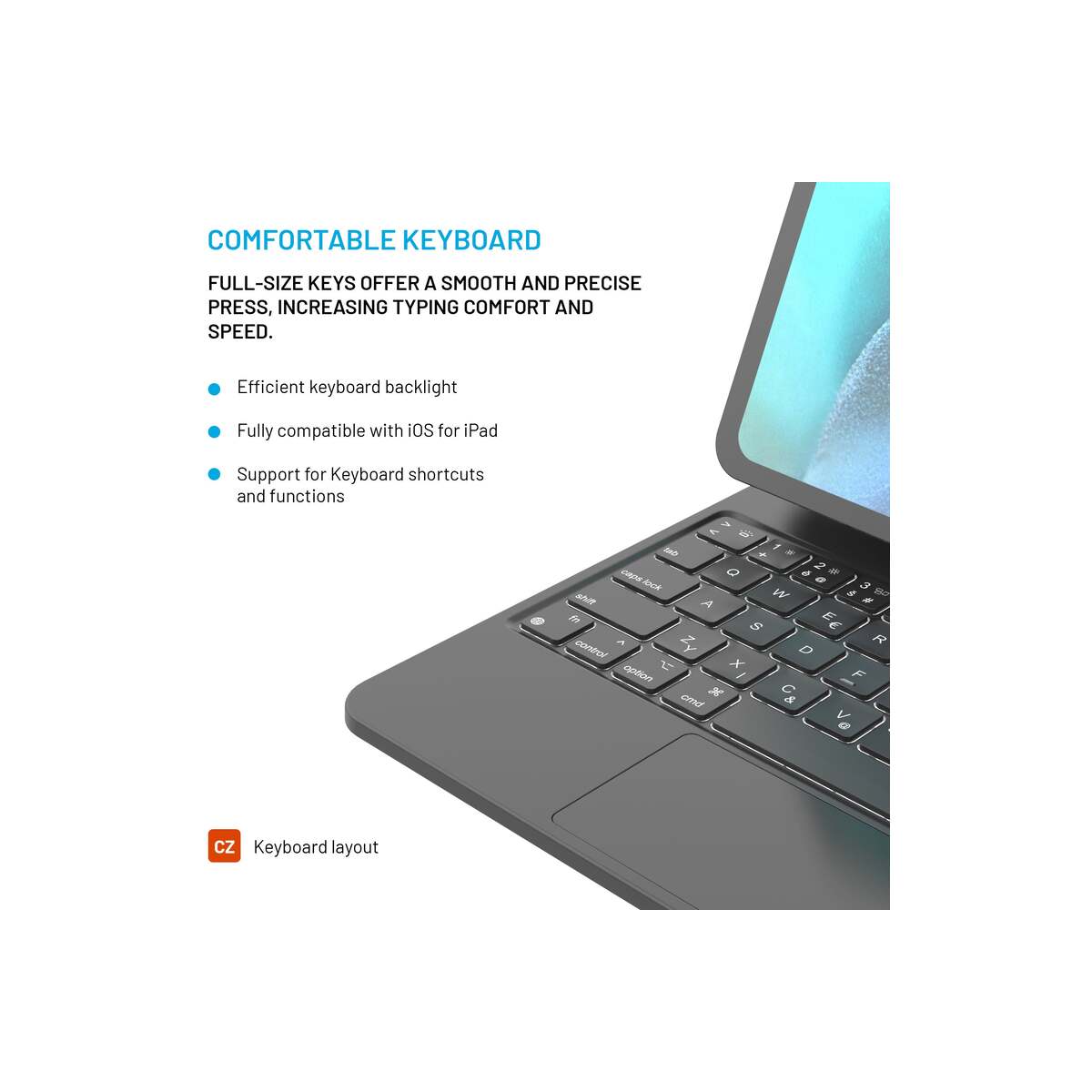 Pouzdro s bezdrátovou CZ klávesnicí FIXED Typee pro iPad 10,9" (2022) / iPad 11" (2025) - černé