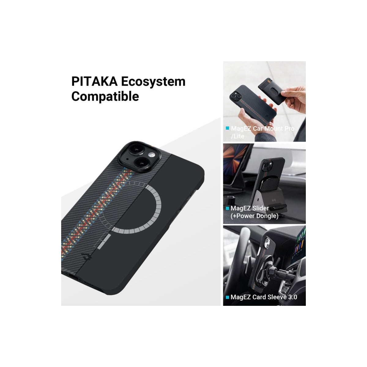 Kryt na iPhone 14 Plus Pitaka Fusion Weaving MagEZ Case 3 - tmavý