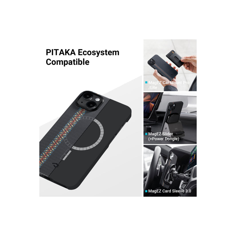 Kryt na iPhone 14 Plus Pitaka Fusion Weaving MagEZ Case 3 - tmavý