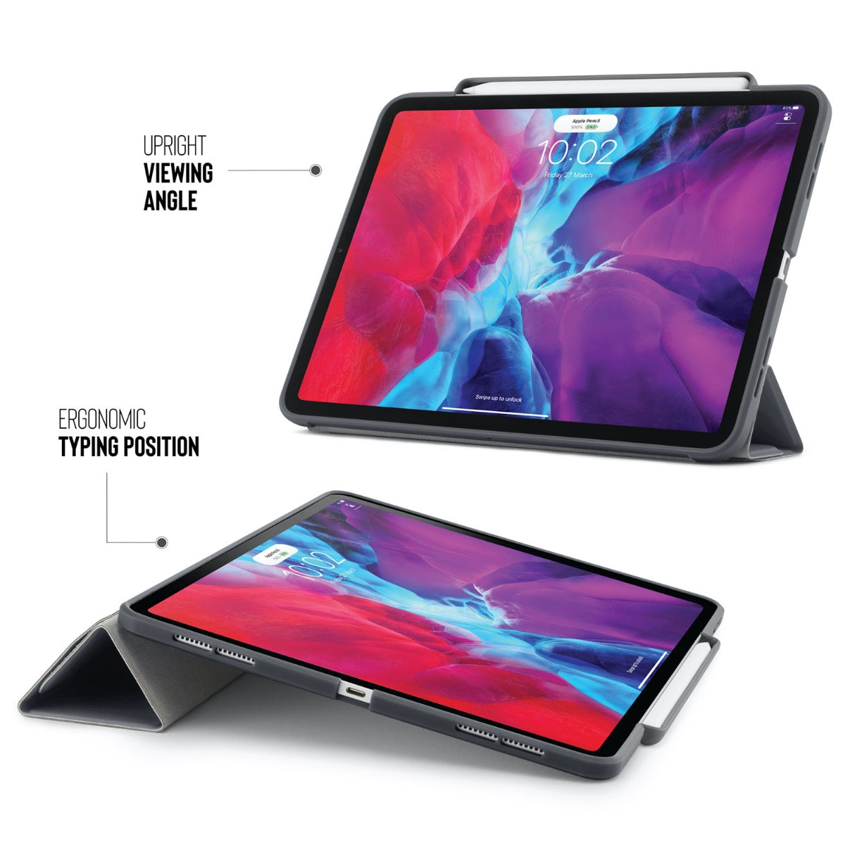 Pouzdro Pipetto Origami pro iPad Air 4 10.9" (2020) s prostorem na Apple Pencil - šedé - iSTYLE CZ