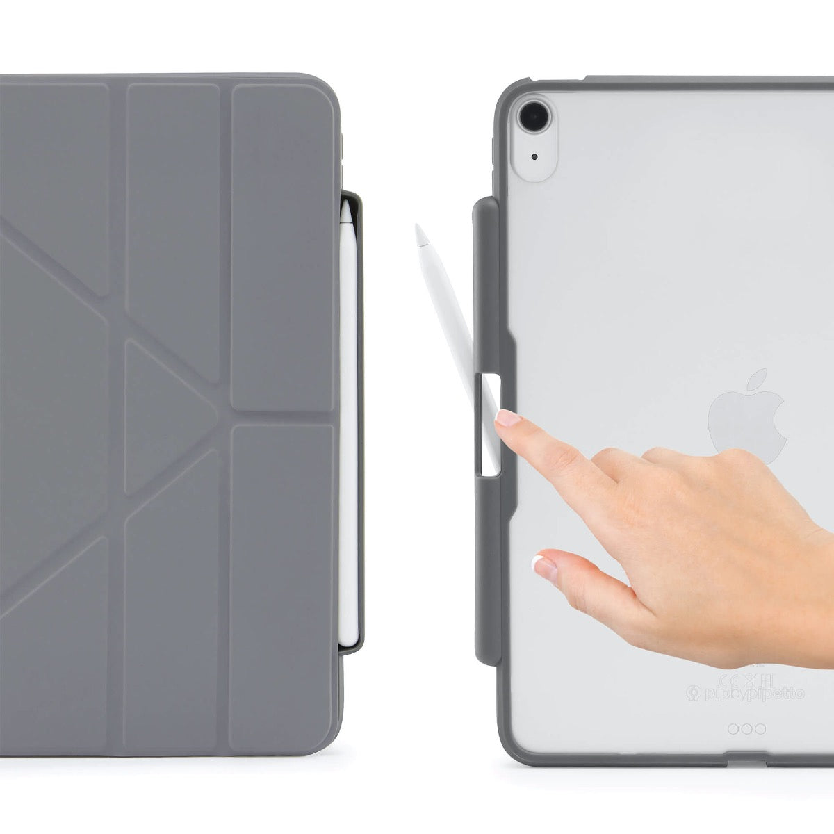 Pouzdro Pipetto Origami pro iPad Air 4 10.9" (2020) s prostorem na Apple Pencil - šedé - iSTYLE CZ