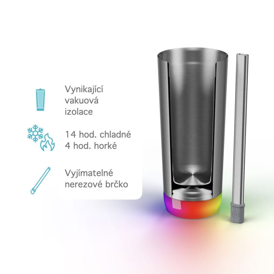 Inteligentní nerezová láhev HidrateSpark Pro Tumbler 592 ml - stříbrná - iSTYLE CZ