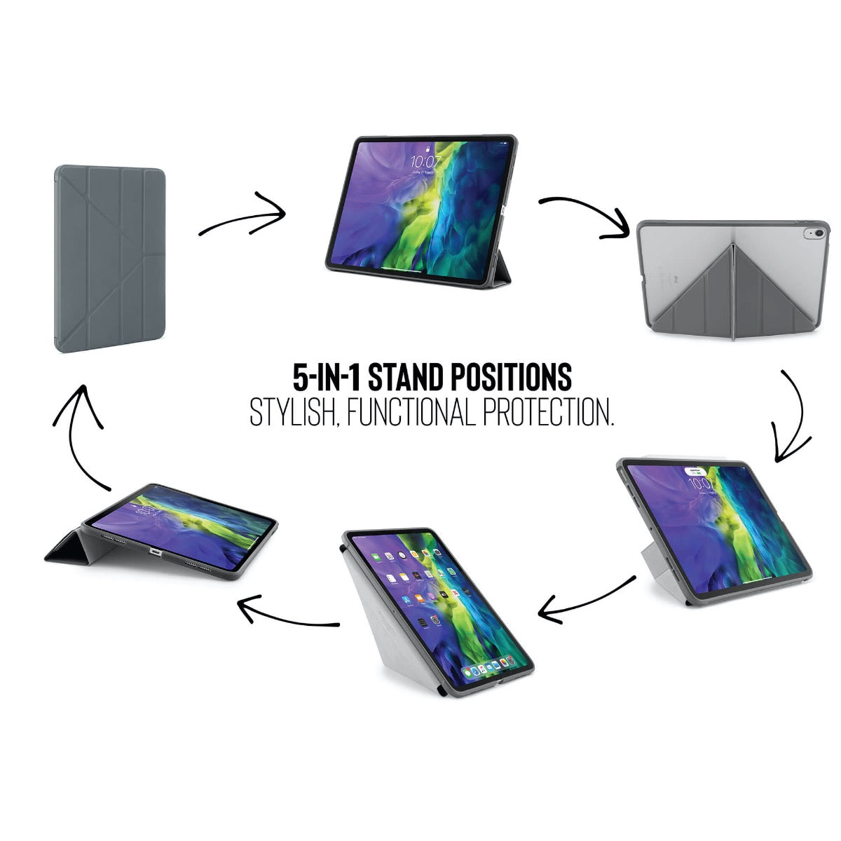 Pouzdro Pipetto Origami pro iPad Air 4 10.9" (2020) - šedé - iSTYLE CZ