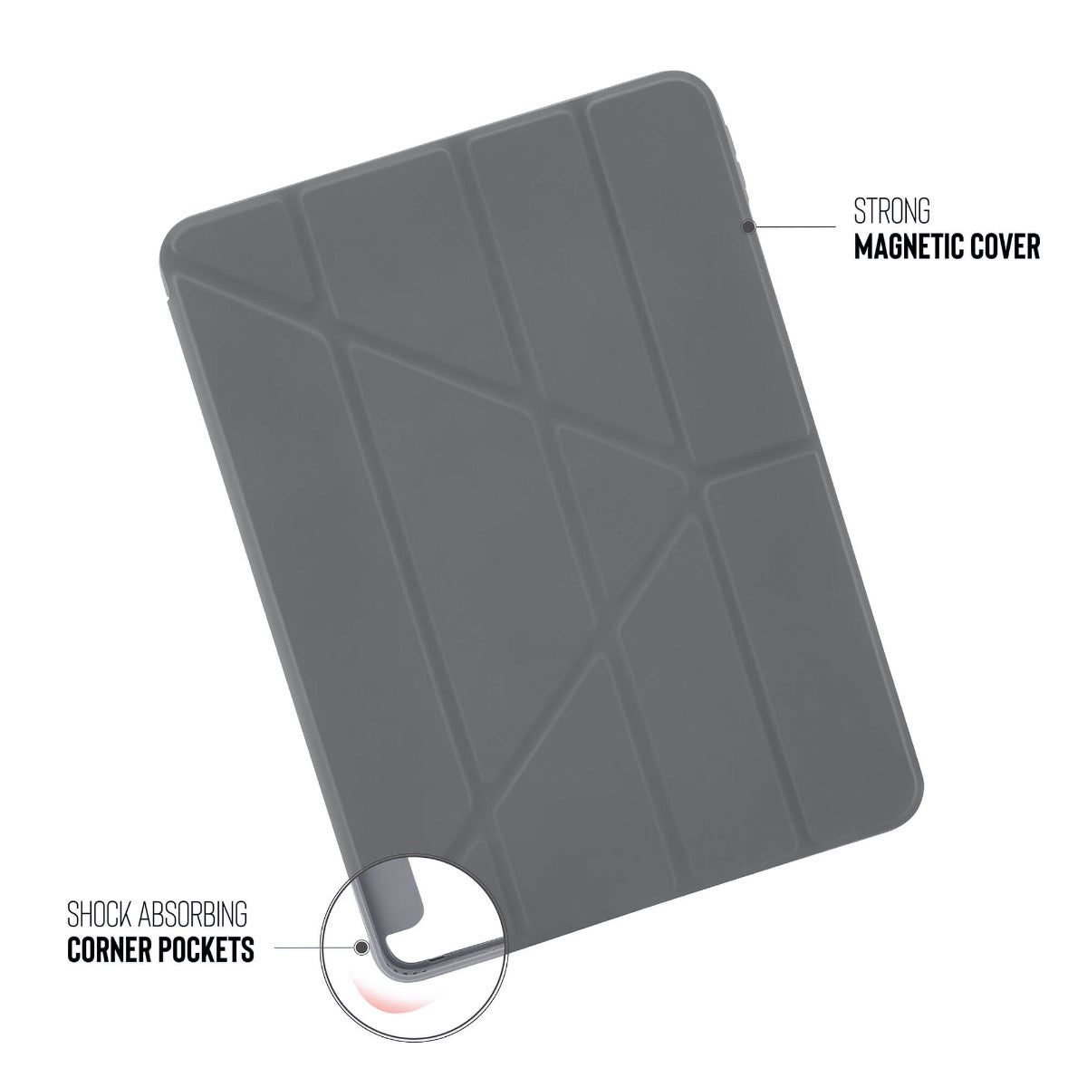 Pouzdro Pipetto Origami pro iPad Air 4 10.9" (2020) - šedé - iSTYLE CZ