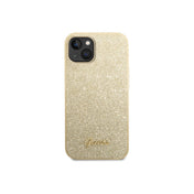 Kryt pro iPhone 14 Plus Guess Glitter Flakes Metal Logo - zlatý - iSTYLE CZ