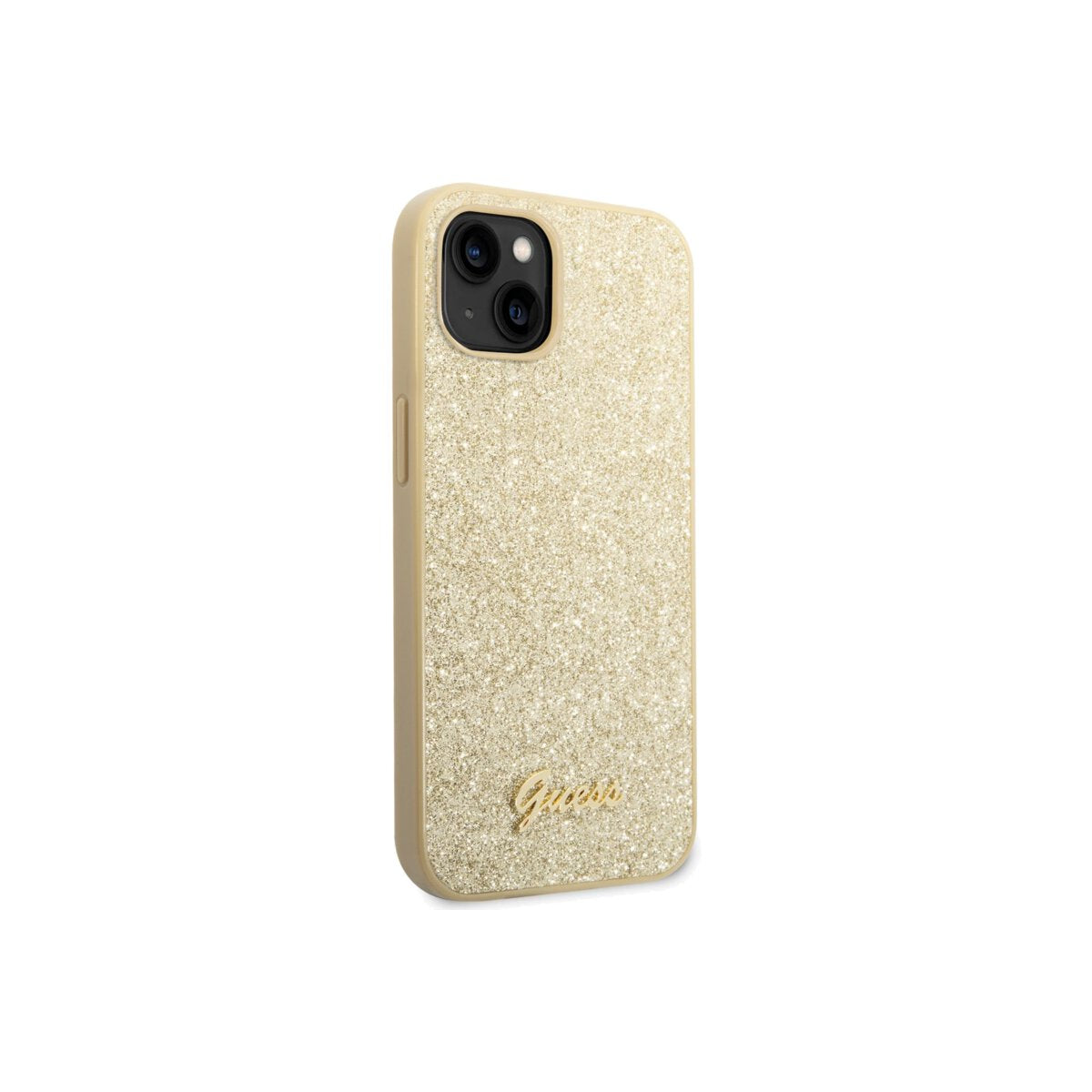 Kryt pro iPhone 14 Plus Guess Glitter Flakes Metal Logo - zlatý - iSTYLE CZ