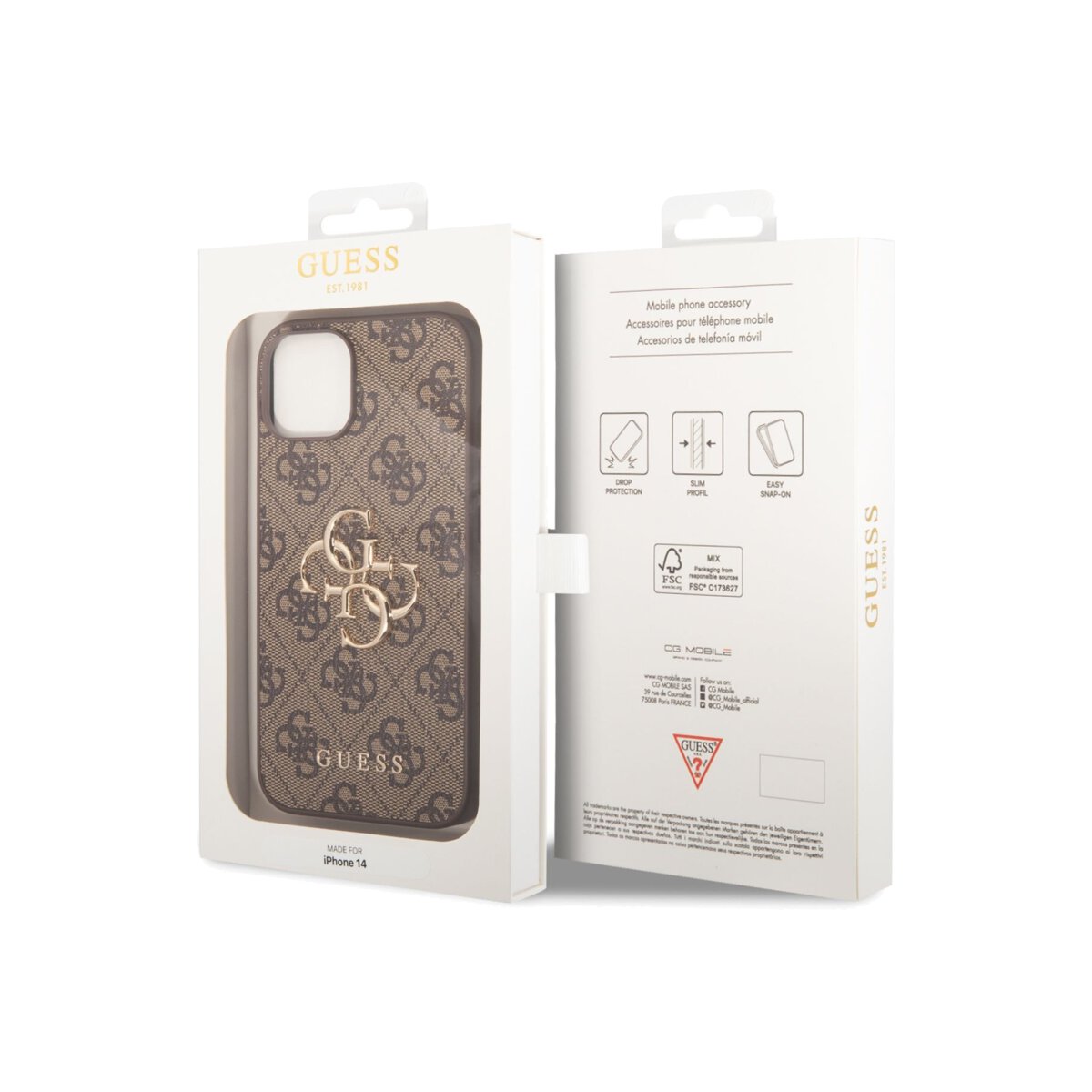 Kryt pro iPhone 14 Plus Guess 4G Metal Logo - hnědý - iSTYLE CZ