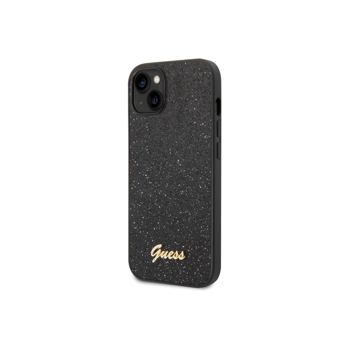 Kryt pro iPhone 14 Plus Guess Glitter Flakes Metal Logo - černý - iSTYLE CZ