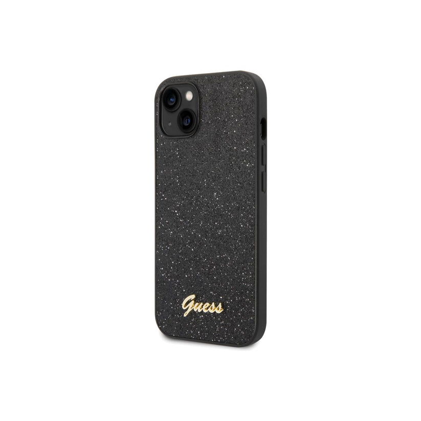 Kryt pro iPhone 14 Plus Guess Glitter Flakes Metal Logo - černý - iSTYLE CZ