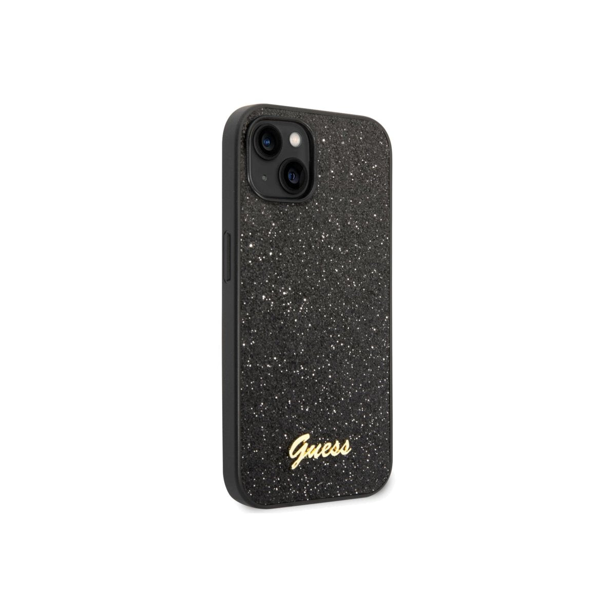 Kryt pro iPhone 14 Plus Guess Glitter Flakes Metal Logo - černý - iSTYLE CZ