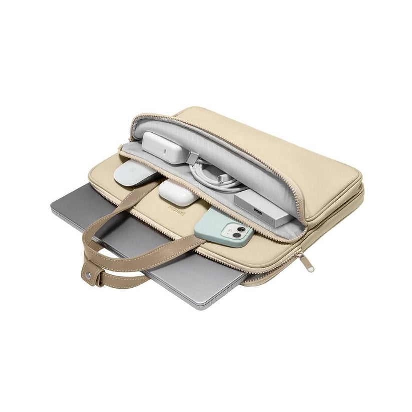 Brašna pro MacBook Pro 14" tomtoc Shoulder Bag - béžová - iSTYLE CZ