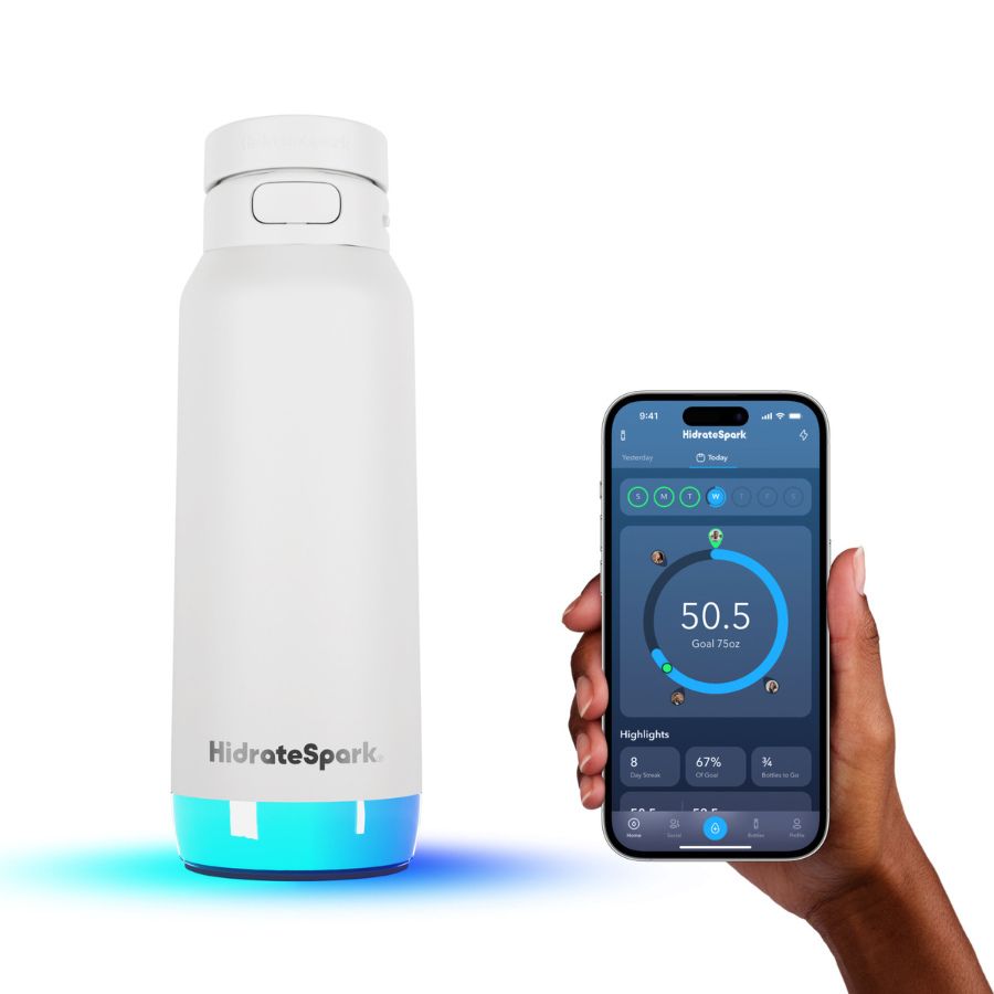 Chytrá lahev s brčkem HidrateSpark PRO 2 950 ml - bílá