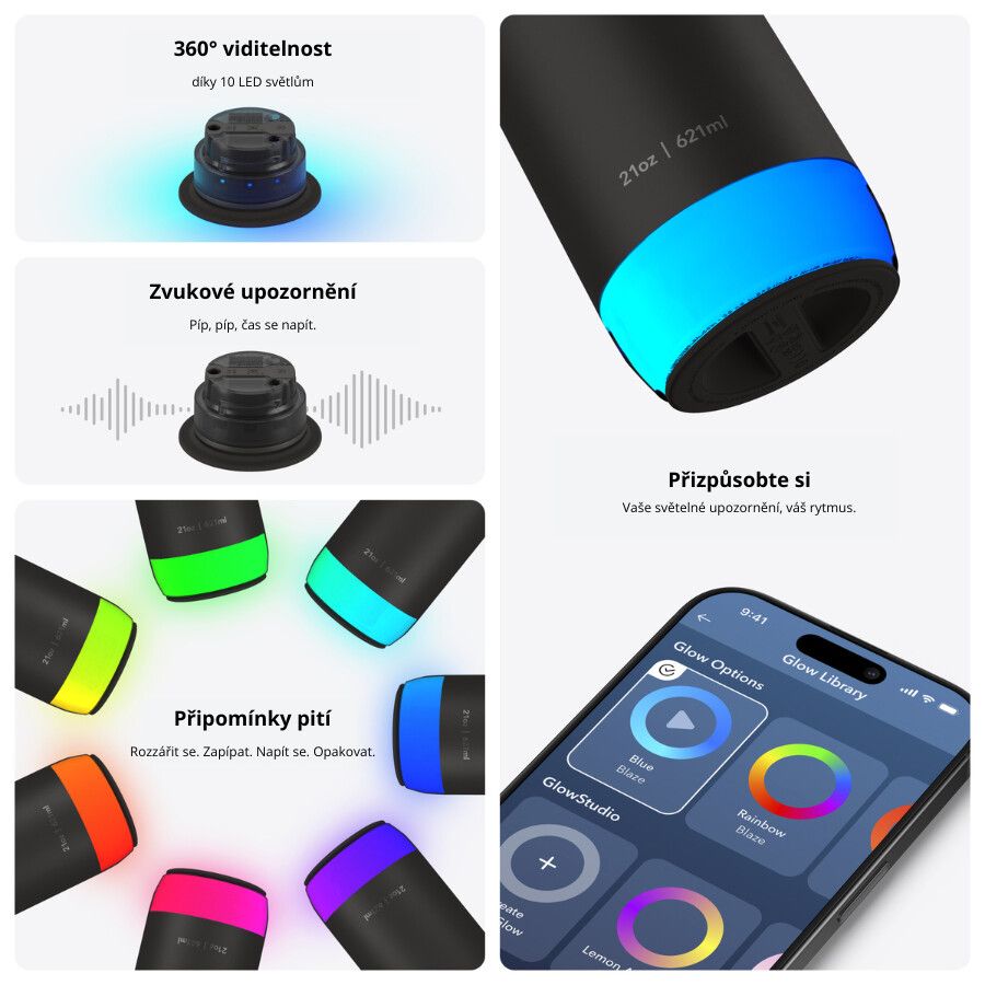 Chytrá lahev s brčkem HidrateSpark PRO 2 950 ml - černá