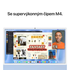 iMac 24“ 4.5K displej, Apple M4 10jádrové CPU, 10jádrové GPU, 16GB, 256GB SSD, CZ - modrý